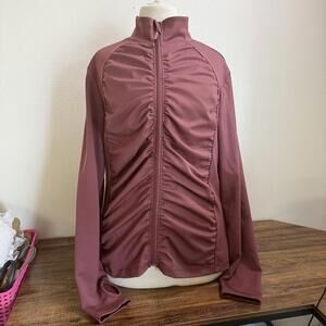 Ebb & Flow Women's Mauve Zip-Up Jacket with Ruched Front Large